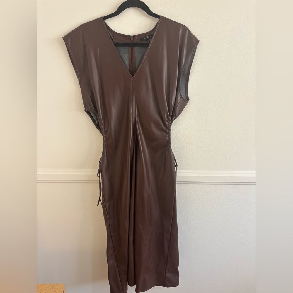7 For All Mankind Brown Faux Leather Dress